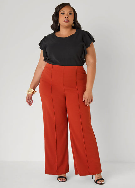 Seamed High Waist Wide Leg Pants - Image 3