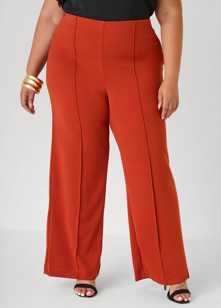 Seamed High Waist Wide Leg Pants