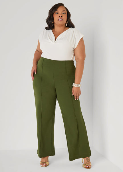 Seamed High Waist Wide Leg Pants - Image 10