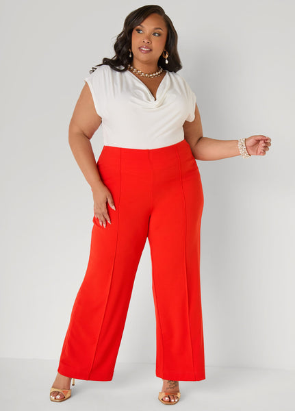 Seamed High Waist Wide Leg Pants - Image 13