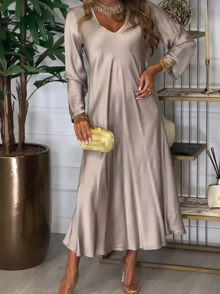 Full Size V-Neck Long Sleeve Midi Dress Plus Size - Image 7