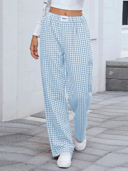 Plaid Wide Leg Casual Pants - Image 16