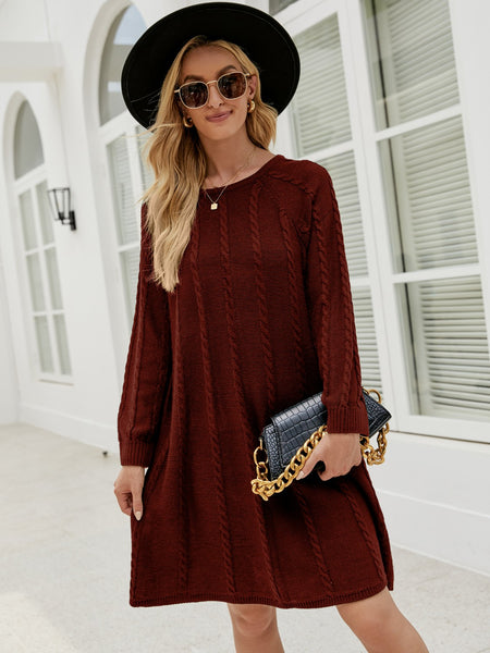 Cable-Knit Long Sleeve Sweater Dress - Image 7