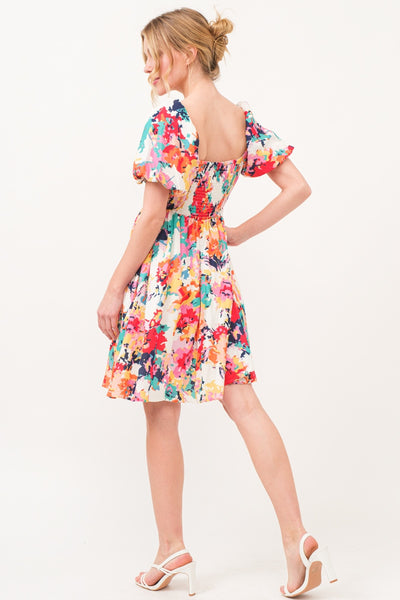 And The Why Square Neck Puff Sleeve Floral Dress - Image 5