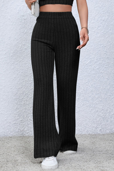 Basic Bae Full Size Ribbed High Waist Flare Pants - Image 6