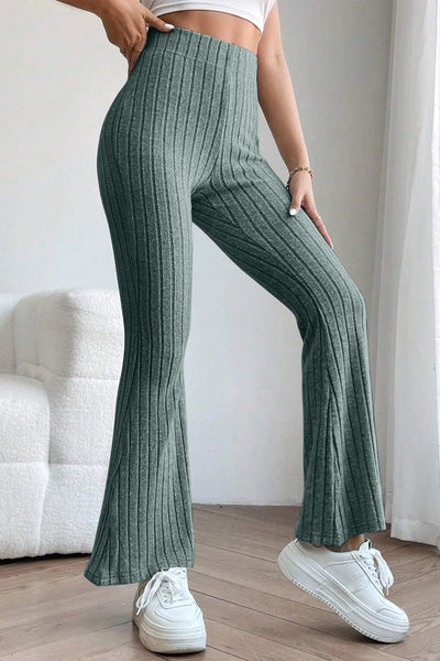 Basic Bae Full Size Ribbed High Waist Flare Pants - Image 19