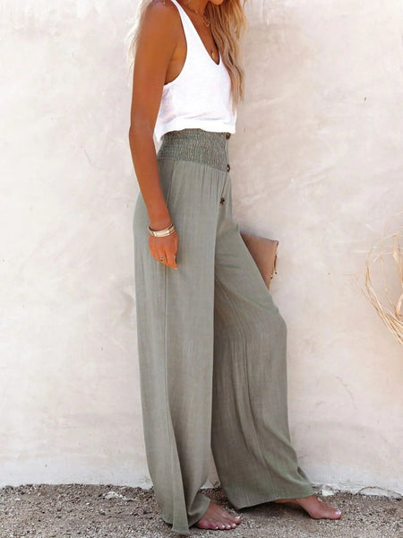 Full Size High-Waisted Textured Wide Leg Pants Plus Size - Image 5