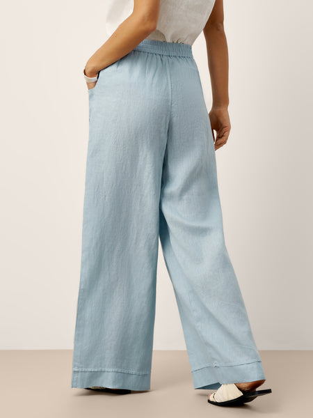 100% Linen Sculpted Pleat Elasticated Back Relaxed Pants VERIDIANA - Image 3