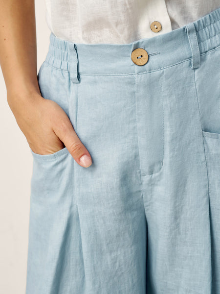 100% Linen Sculpted Pleat Elasticated Back Relaxed Pants VERIDIANA - Image 6