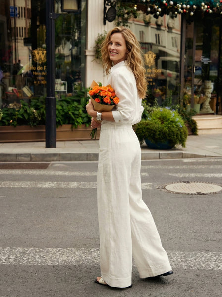 100% Linen Sculpted Pleat Elasticated Back Relaxed Pants VERIDIANA - Image 16