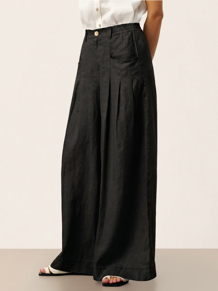 100% Linen Sculpted Pleat Elasticated Back Relaxed Pants VERIDIANA - Image 34