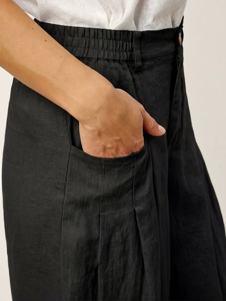 100% Linen Sculpted Pleat Elasticated Back Relaxed Pants VERIDIANA - Image 32