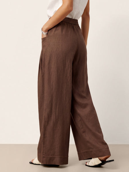 100% Linen Sculpted Pleat Elasticated Back Relaxed Pants VERIDIANA - Image 27