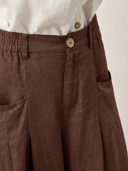 100% Linen Sculpted Pleat Elasticated Back Relaxed Pants VERIDIANA - Image 26