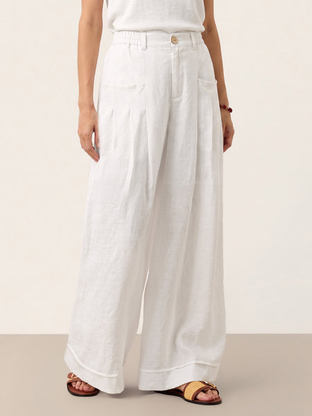 100% Linen Sculpted Pleat Elasticated Back Relaxed Pants VERIDIANA - Image 17