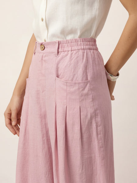 100% Linen Sculpted Pleat Elasticated Back Relaxed Pants VERIDIANA - Image 40