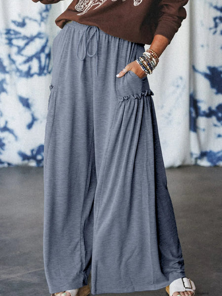 Casual Wide Leg Drawstring Pants - Image 2
