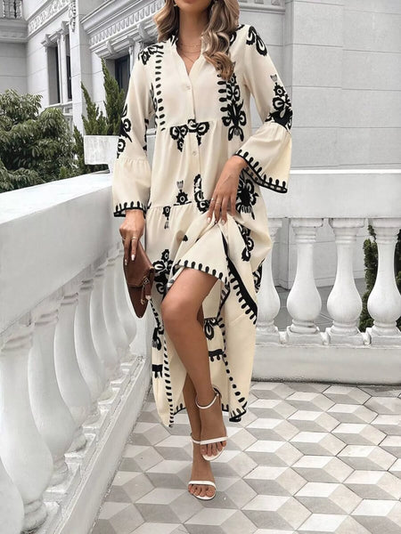 Bohemian Print Tiered Midi Dress - Image 3