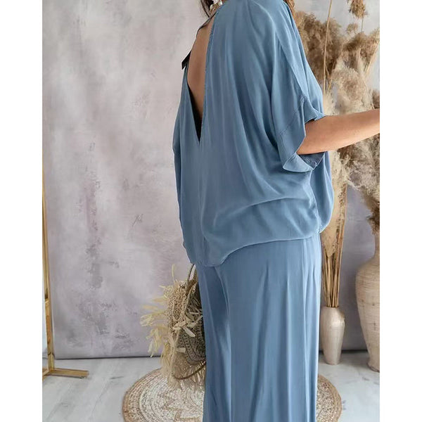 Women’s Lounge Set with Wide Leg Pant - Image 3