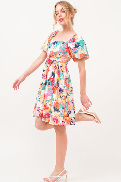 And The Why Square Neck Puff Sleeve Floral Dress - Image 6