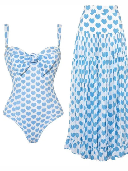 Printed One-Piece Swimwear and Skirt Set - Image 8