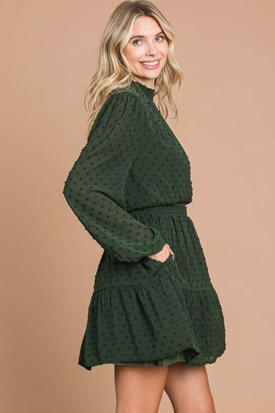 Culture Code Swiss Dot Smock Neck Mini Dress with Pockets - Image 3