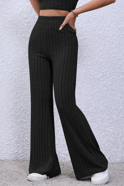 Basic Bae Full Size Ribbed High Waist Flare Pants - Image 7