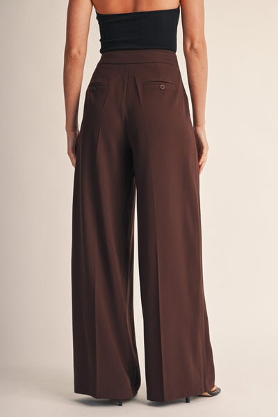 Billie Brown Tailored Wide Leg Pants - Image 2