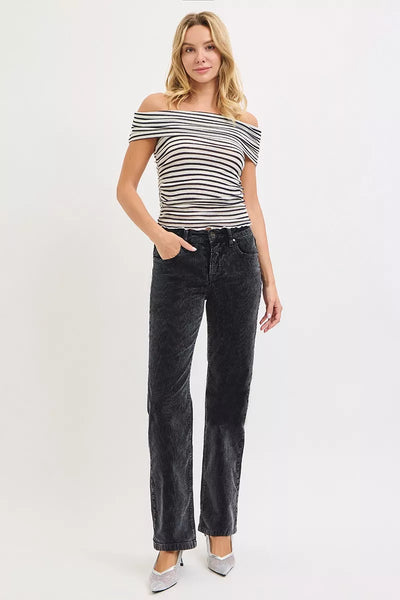 RISEN Tummy Control Mid Rise Straight Leg Corduroy Pants - Image 6