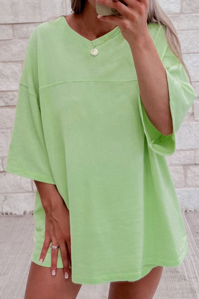 Loose V Neck Half Sleeve Tee and Drawstring Shorts Plus Size - Image 2