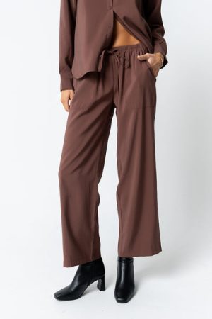 Tacie Wide Leg Pants in Brown - FINAL SALE
