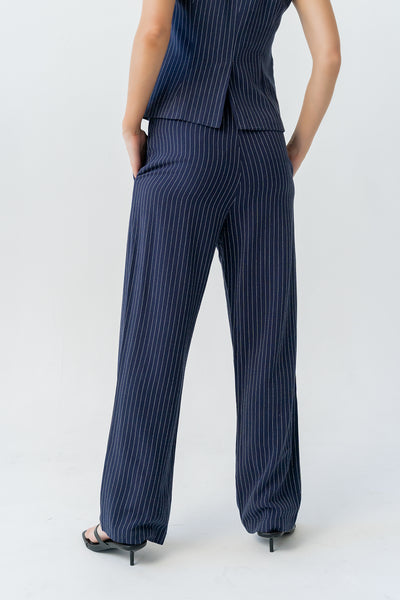 Vivienne Pinstripe Wide Leg Pants in Navy - Image 2