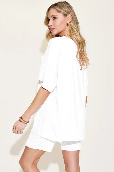 Basic Bae Bamboo Full Size V-Neck Drop Shoulder T-Shirt and Shorts Set - Image 29