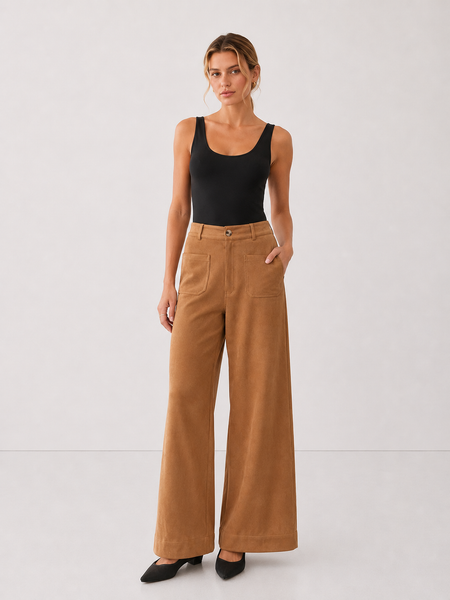 Faux Suede Wide Leg Pants - Image 2