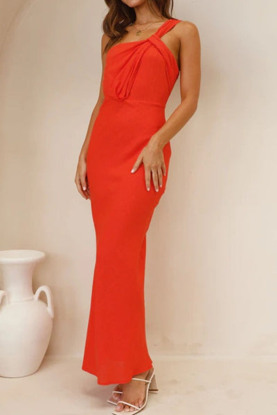 Ruched Single Shoulder Maxi Dress - Image 4