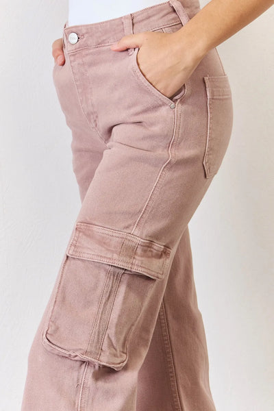 RISEN Full Size High Rise Cargo Wide Leg Jeans - Image 5