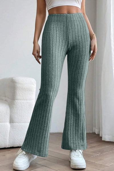 Basic Bae Full Size Ribbed High Waist Flare Pants - Image 17