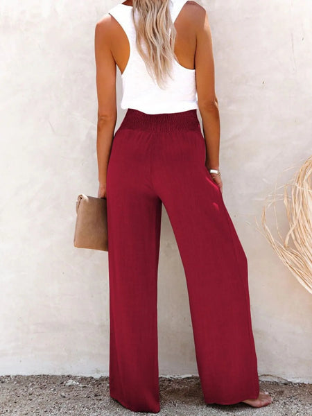 Full Size High-Waisted Textured Wide Leg Pants Plus Size - Image 13