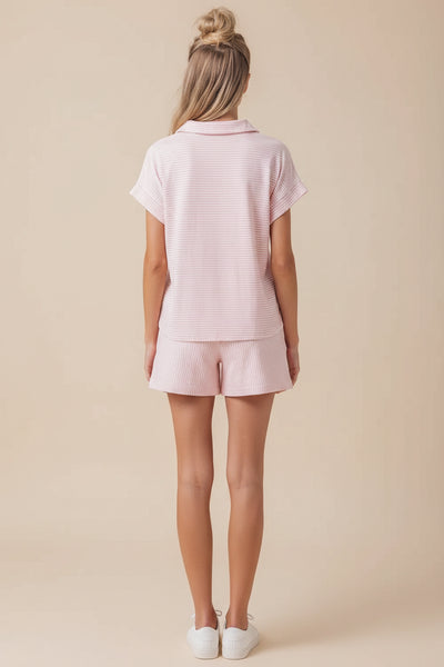 Striped Two-Piece Lounge Shorts Set - Image 2