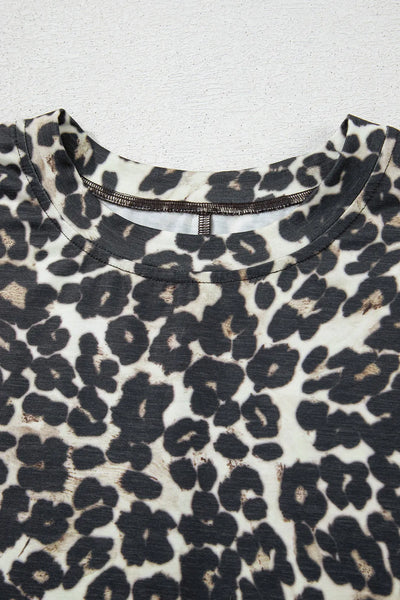 Leopard Round Neck Top and Shorts Set - Image 6