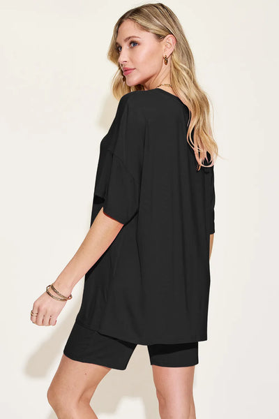 Basic Bae Bamboo Full Size V-Neck Drop Shoulder T-Shirt and Shorts Set - Image 20