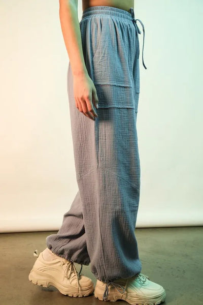 VERY J Wide Leg Gauze Solid Pants - Image 3
