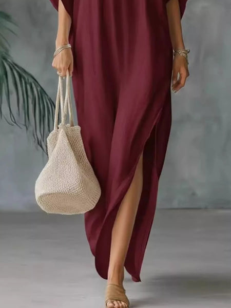 Full Size V-Neck Maxi Dress With Side Slits Plus Size - Image 6