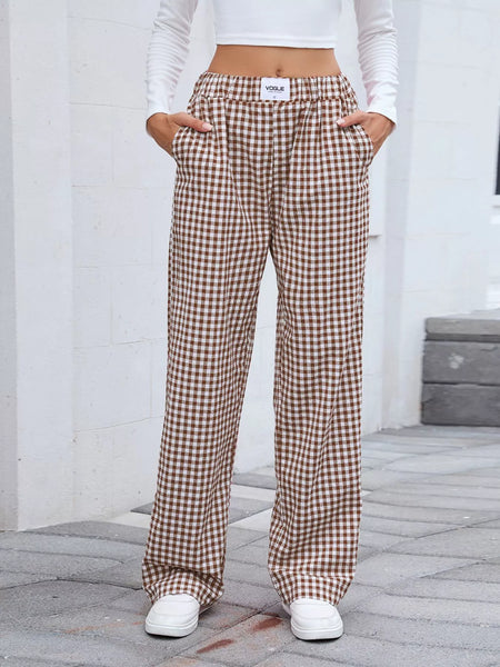 Plaid Wide Leg Casual Pants - Image 9