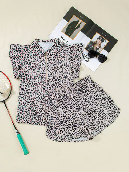 Leopard Print Cap Sleeve Top and Shorts Summer Set - Image 6