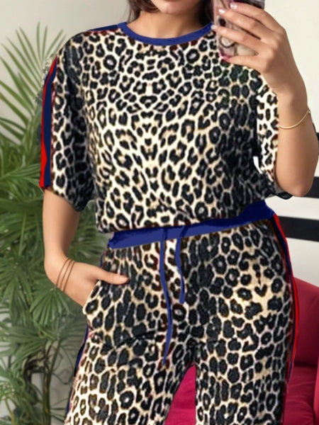 Leopard Round Neck Top and Pants Two-Piece Set - Image 17