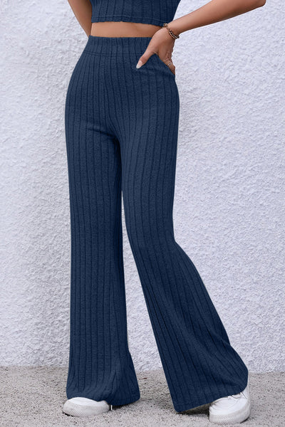 Basic Bae Full Size Ribbed High Waist Flare Pants - Image 9