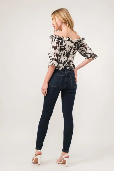 And The Why Smocked Off-Shoulder Floral Printed Top - Image 5