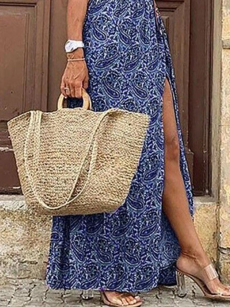 Full Size Printed V-Neck Short Sleeve Maxi Dress Plus Size - Image 11