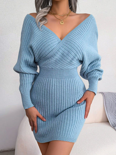 Rib-Knit Dolman Sleeve Sweater Dress - Image 9